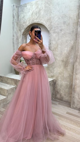 Vestido de fiesta de noche con corsé de tul verde menta sin tirantes Y4912