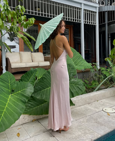 Classy Spaghetti Straps Pink Backless Evening Dress Long Prom Dress Y8293