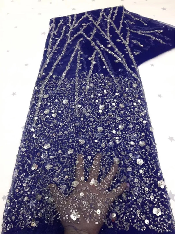 Vestidos de noche azul marino de un solo hombro, escote en V, vestidos de fiesta formales con lentejuelas brillantes hechos a medida Y4936