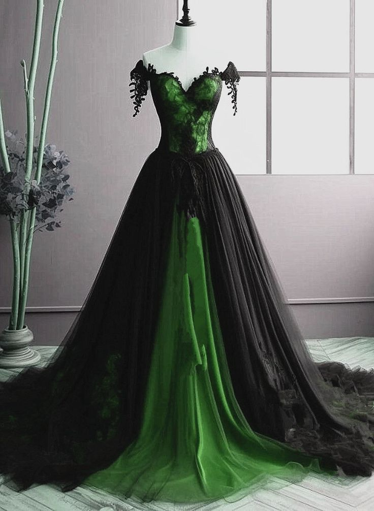 Robe de soirée longue en tulle vert unique à épaules dénudées et décolleté en cœur Y7795