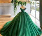 Robe de bal verte pour quinceañera, robe de soirée sexy en tulle à col en V Y296