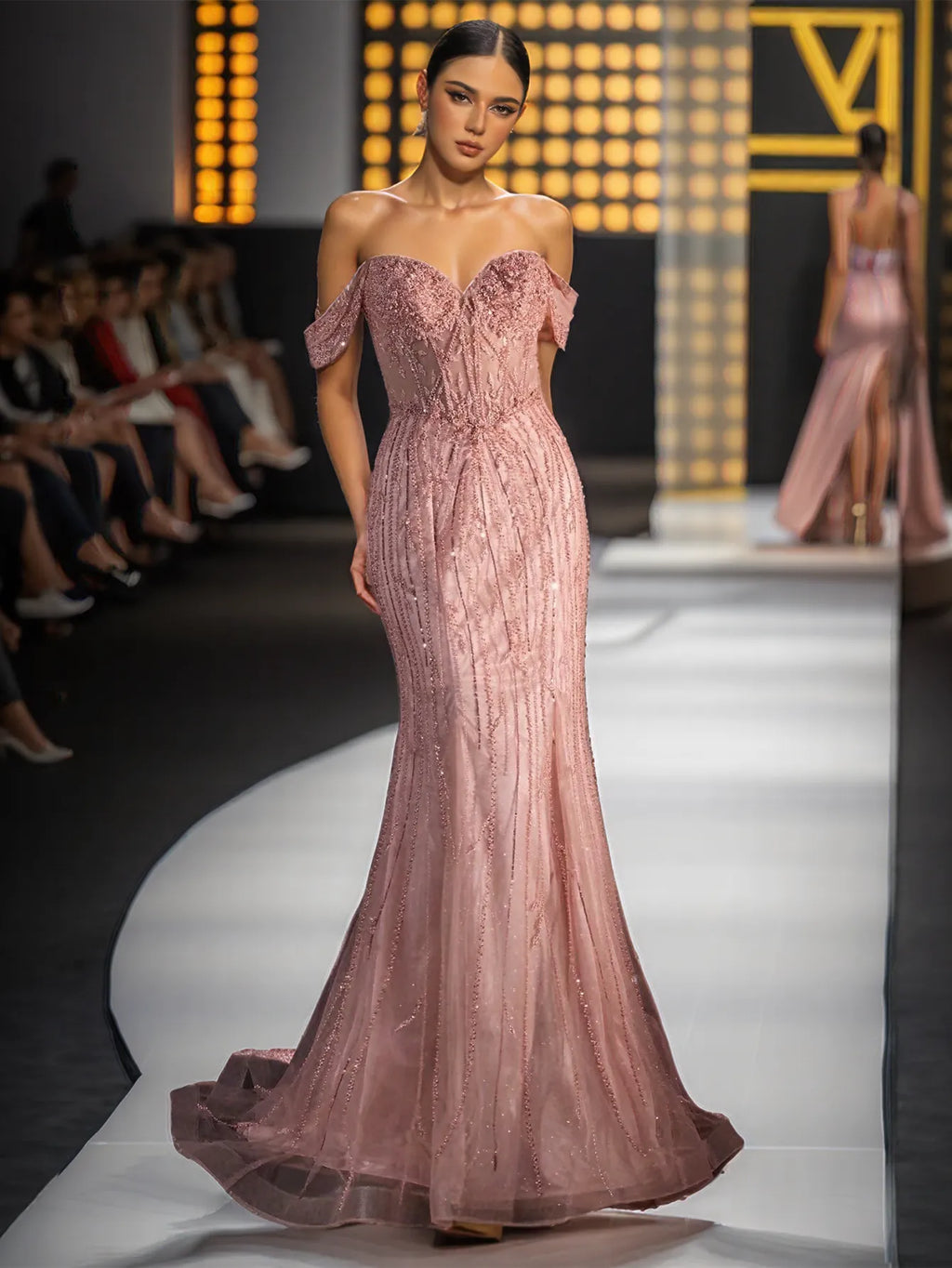 Luxury Off Shoulder Trumpet Long Evening Dress