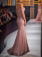 Luxury Off Shoulder Trumpet Long Evening Dress