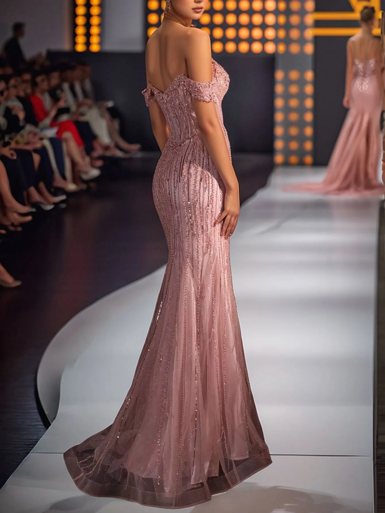 Luxury Off Shoulder Trumpet Long Evening Dress