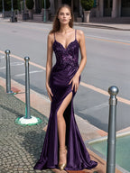 Sparkly Lace Sheer Bodice Long Mermaid Prom Dress