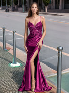 Sparkly Lace Sheer Bodice Long Mermaid Prom Dress