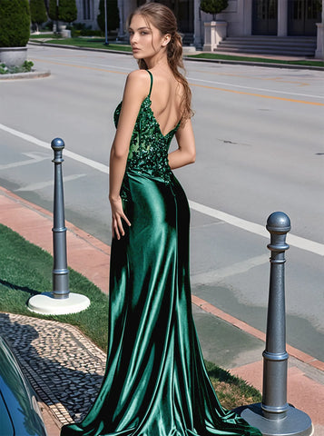 Sparkly Lace Sheer Bodice Long Mermaid Prom Dress