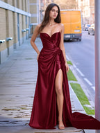 V-neck Split Long Prom Gown With Twist