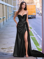 V-neck Split Long Prom Gown With Twist