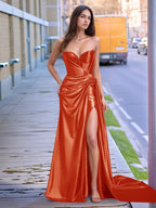 V-neck Split Long Prom Gown With Twist