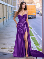 V-neck Split Long Prom Gown With Twist