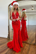 Robe de bal longue sirène en tulle à col halter et corset ornée d'appliqués