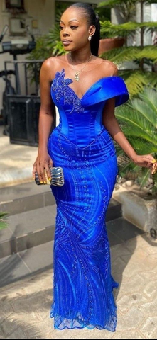 Exquisite blue dinner wedding reception prom evening dress gown for women gown for ladies Y6524