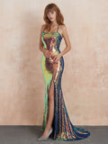 Sparkly Sequin Sexy Evening Dress with Back Cross Straps