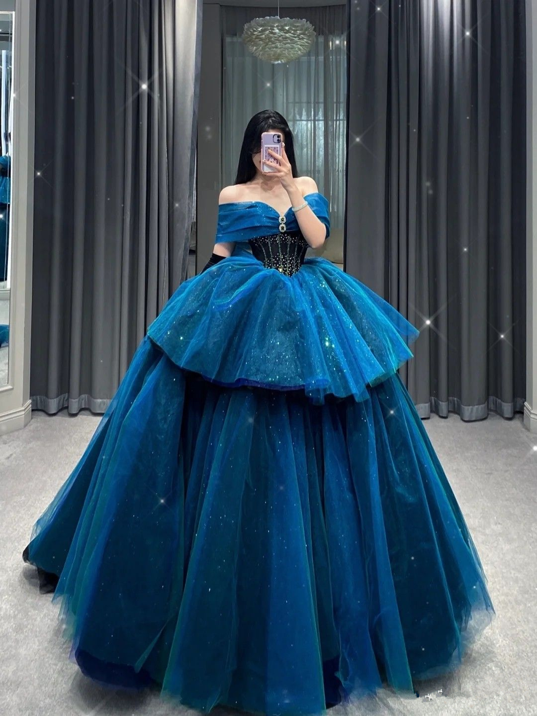 Fantástico vestido de gala con hombros descubiertos, vestido de princesa, vestido para fiesta de 18 cumpleaños Y4385