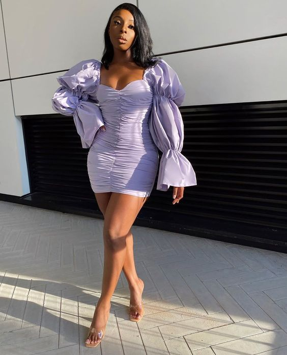 Light Purple Short Homecoming Dresses 22nd Birthday Outfit Dress Y2108