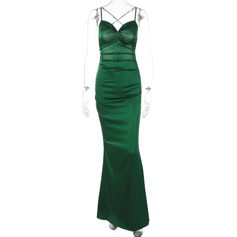 Vestido de sirena verde esmeralda para baile de graduación, vestido de noche sexy Y1829