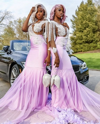 Vestido de sirena sexy para baile de graduación con plumas, encantador vestido de noche Y6637