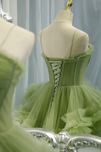 Vestidos largos de tul verde para baile de graduación, vestidos de noche formales de corte A Y2029