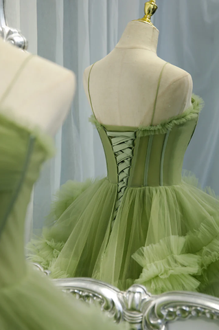 Robes de bal longues en tulle vert, robes de soirée formelles de coupe A Y2029