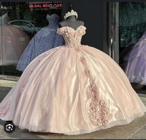 Vestido de gala glamuroso con hombros descubiertos para quinceañera, vestido de princesa Y6052