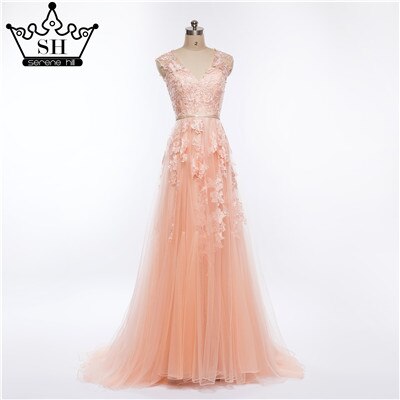 Party Formal Evening Dress Sleeveless Appliques Tulle V-Neck Evening Dress Long 2025 HA2086