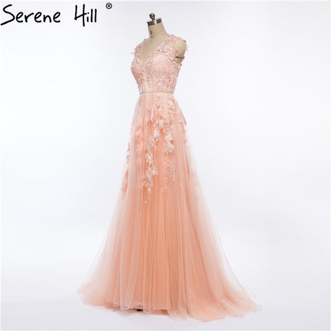 Party Formal Evening Dress Sleeveless Appliques Tulle V-Neck Evening Dress Long 2025 HA2086