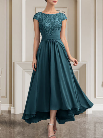 A-line Scoop Floor-Length Lace Chiffon Mother of the Bride Dress With Sequins