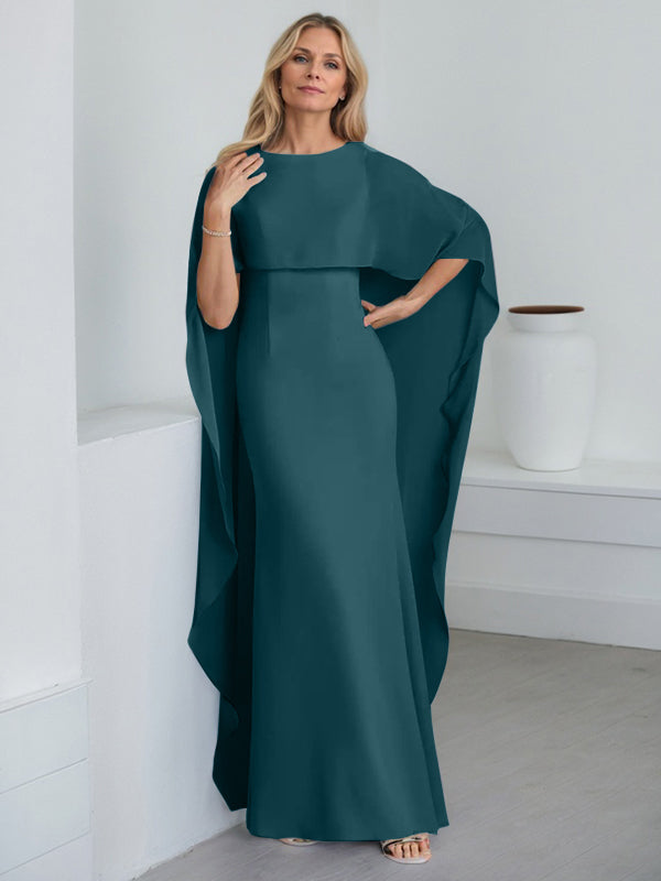 Vestido de gasa de corte recto, largo hasta el suelo, para la madre de la novia, con volantes en cascada. 
