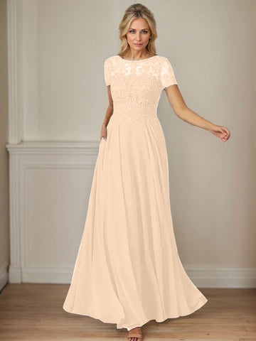 Dark Navy A-Line Boatneck Sequins Chiffon Dress