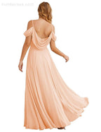 Baoleely Cold Shoulder Chiffon Bridesmaid Dresses Long Maxi Formal Prom Gowns for Women Party  SEA28059