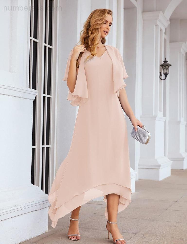 Vestidos de chifón de talla grande para la madre de la novia con chaqueta, vestidos formales para boda SY28073 