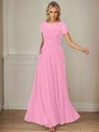 Robe en mousseline de soie bleu marine foncé, coupe trapèze, col bateau et sequins 