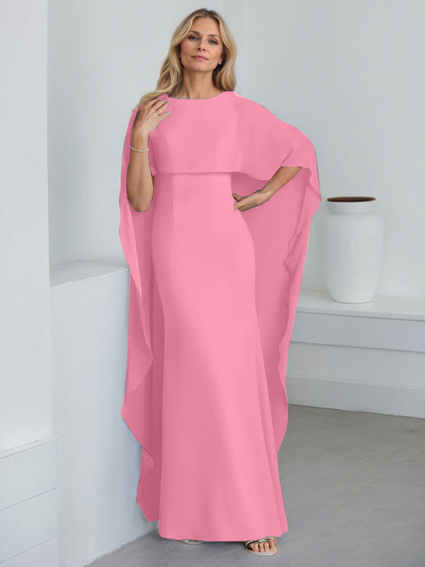 Vestido de gasa de corte recto, largo hasta el suelo, para la madre de la novia, con volantes en cascada. 