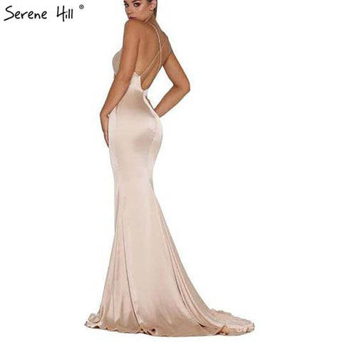 On Sale No Return No Refund Pink And Blue Sleeveless Mermaid Bridesmaid Dresses 2025 Criss-Cross Backless Sexy Simple Bride Gowns LA70393