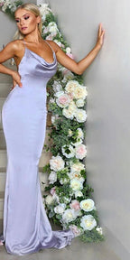 On Sale No Return No Refund Pink And Blue Sleeveless Mermaid Bridesmaid Dresses 2025 Criss-Cross Backless Sexy Simple Bride Gowns LA70393