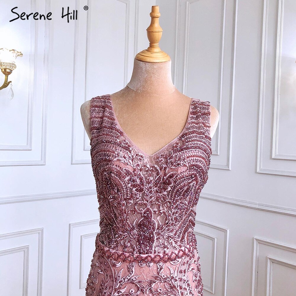 Pink Beaded Lace Luxury Evening Dresses Gowns 2025 Mermaid Elegant Sexy For Women Party LA70596