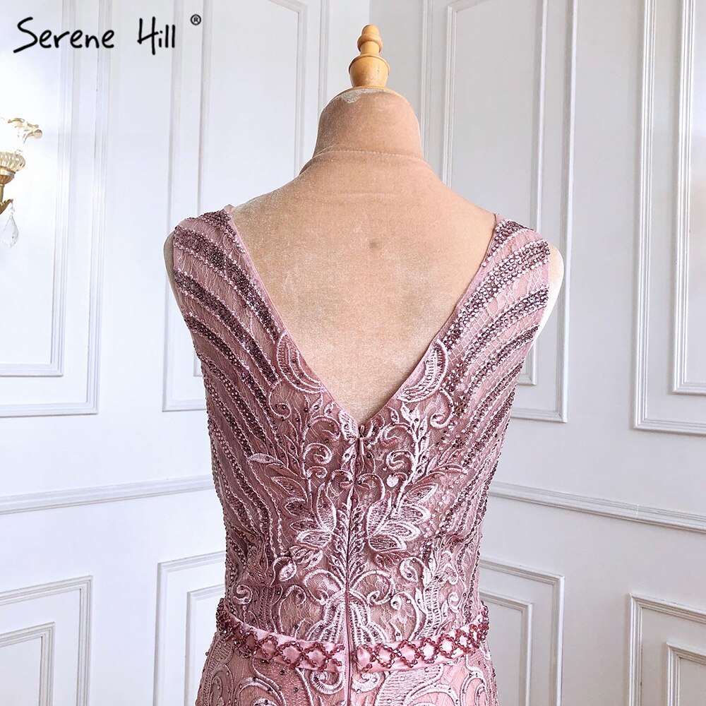 Pink Beaded Lace Luxury Evening Dresses Gowns 2025 Mermaid Elegant Sexy For Women Party LA70596
