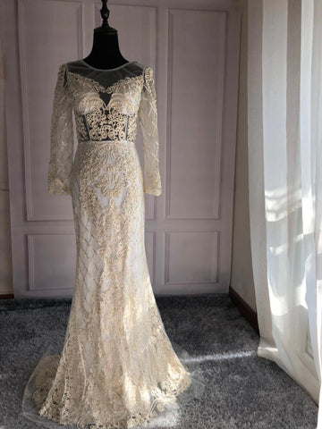 Robe de soirée sirène rose à manches longues et perles, tenue de soirée élégante et sexy, grande taille, LA6274, en solde, sans retour ni remboursement, 2025 