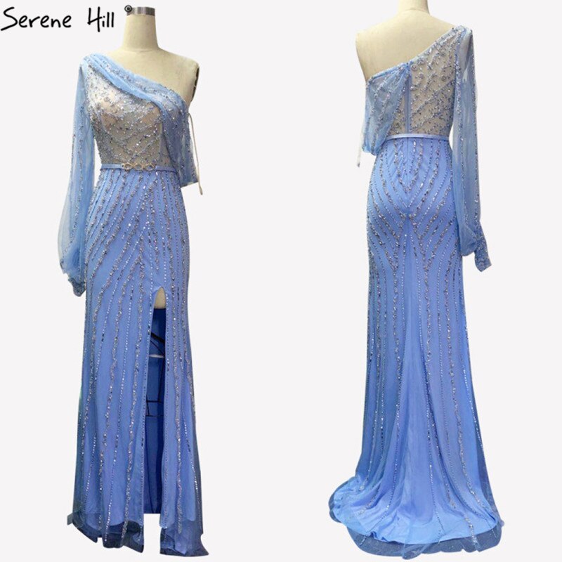 Pink Luxury Beading Crystal Evening Dresses One Shouder Sparkle Sexy Formal Dress 2025 LA70258