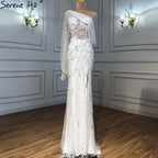 Pink Luxury Beading Crystal Evening Dresses One Shouder Sparkle Sexy Formal Dress 2025 LA70258