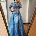 Pink Mermaid Crystal Long Sleeves Evening Dresses 2025 Dubai High Neck Sparkle Formal Dress LA70582