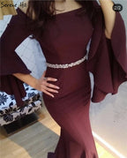 Sale Pink Off Shoulder Mermaid Sexy Evening Dressese Long Trumpet Sleeves Simple Evening Gowns 2025 LA70191