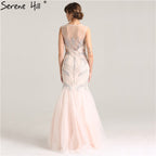 On Sale No Return No Refund Sale Pink Sexy Elegant Sleeveless Evening Dresses Long Mermaid  Pearls Crystal Fashion Evening Gowns 2025 Real Photo LA6224