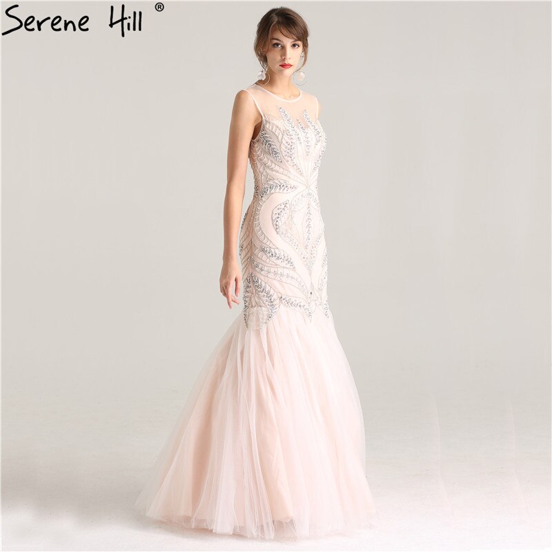 On Sale No Return No Refund Sale Pink Sexy Elegant Sleeveless Evening Dresses Long Mermaid  Pearls Crystal Fashion Evening Gowns 2025 Real Photo LA6224