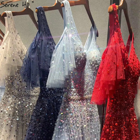 Pink Short Sleeve Sexy A-Line Formal Dresses Design 2025 Sparkle Beading Sequined Evening Gowns Real Photo LA70075