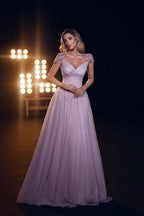 Robe de bal princesse rose coupe trapèze en cœur