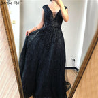 Pink V-Neck Evening Dresses Long 2025 Lace Beading Crystal Sleeveless A-Line Evening Gowns LA70225