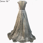 Pink V-Neck Evening Dresses Long 2025 Lace Beading Crystal Sleeveless A-Line Evening Gowns LA70225