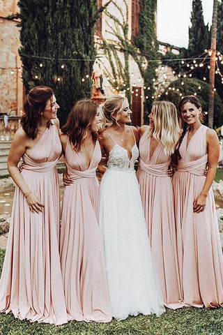 Chiffon A-line V-neck Long Bridesmaid Dresses, Wedding Party Dress
